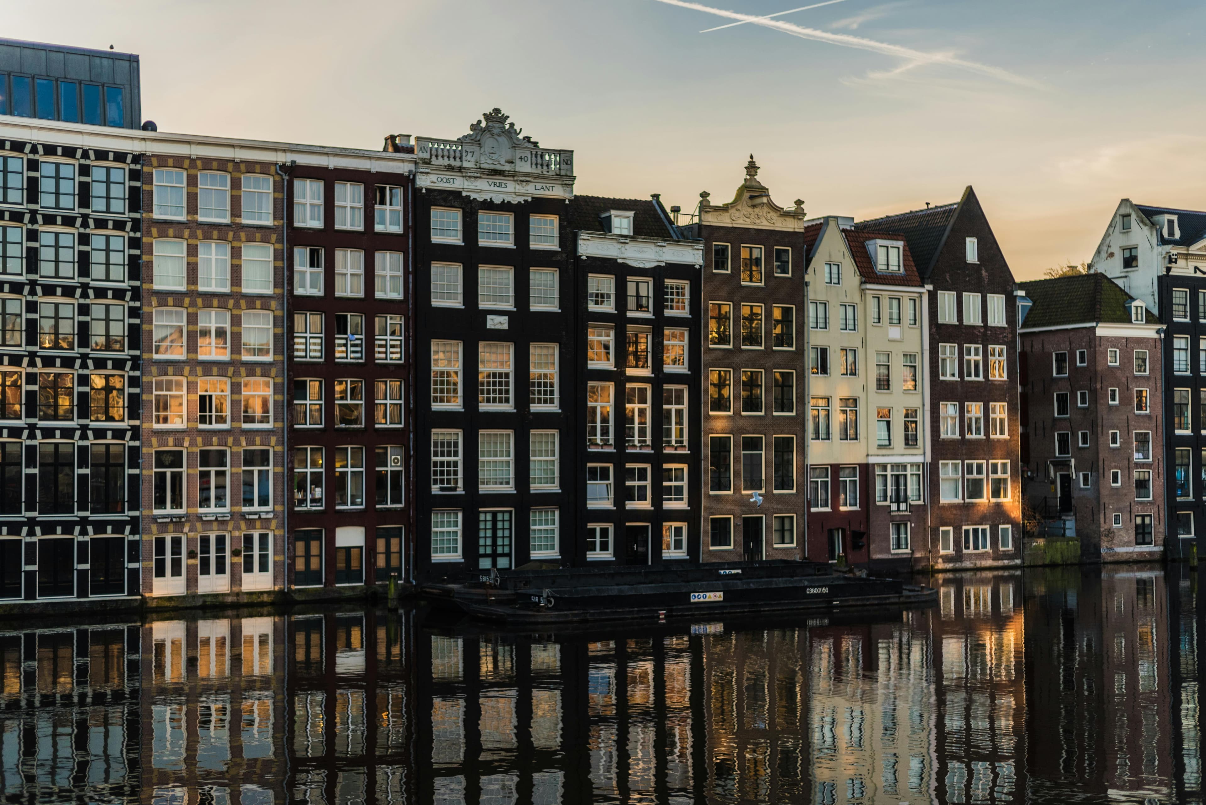 Panoramic view of Amsterdam canal houses